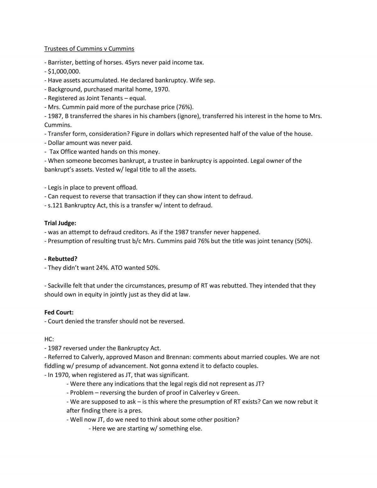 Property Law B Study Notes - Page 1