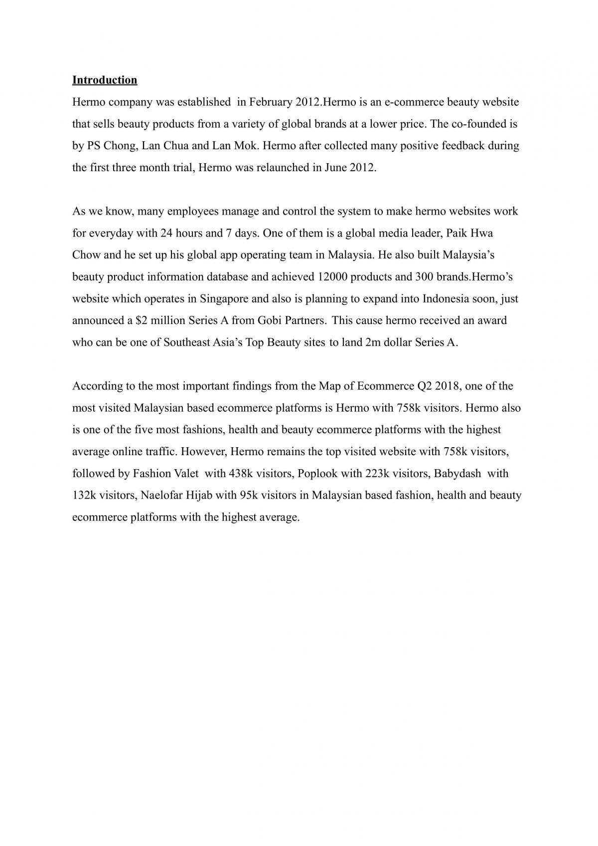Hermo E-commerce Website in E-retailing  - Page 1