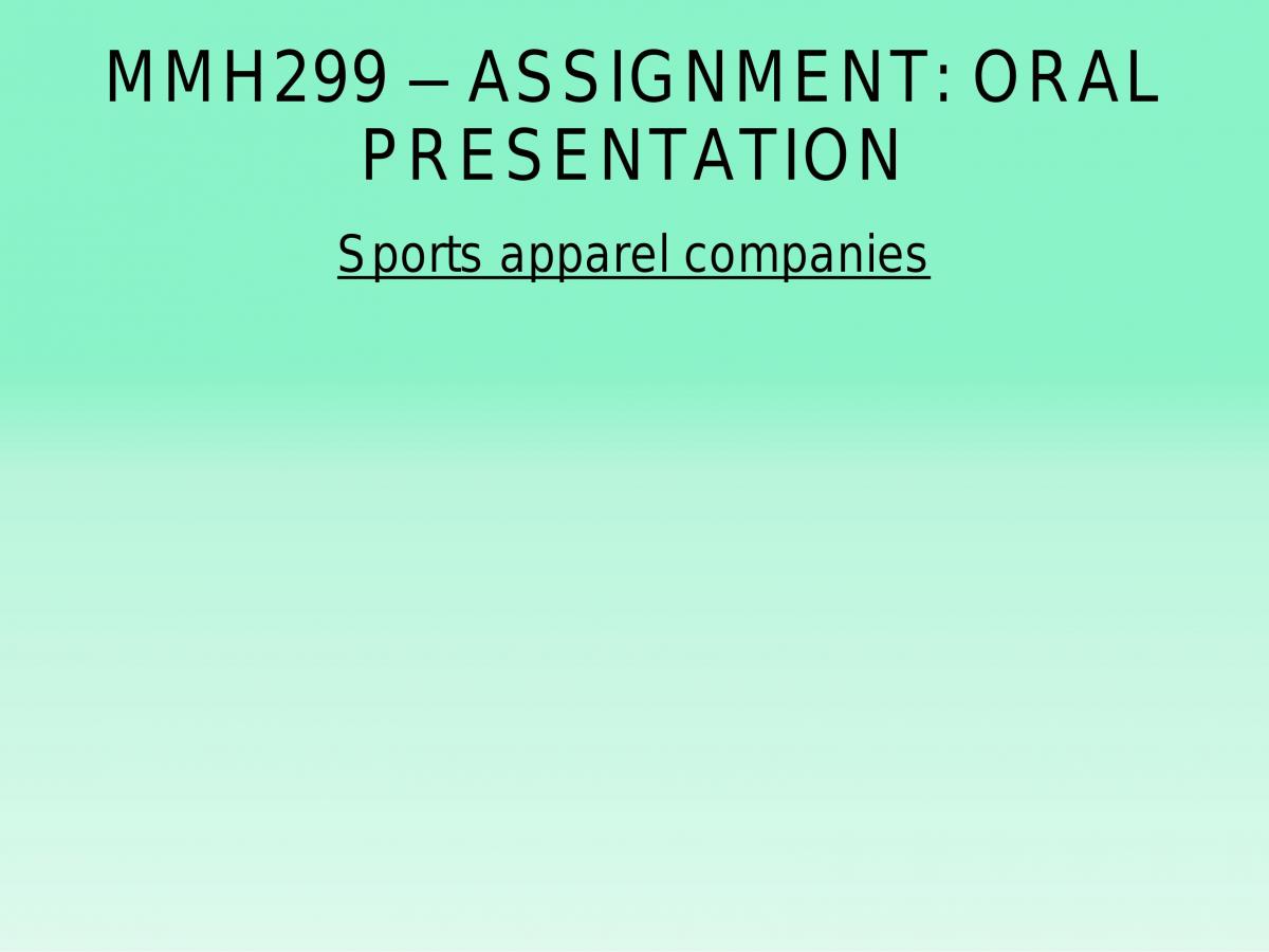 MMH299 Assignment  - Page 1