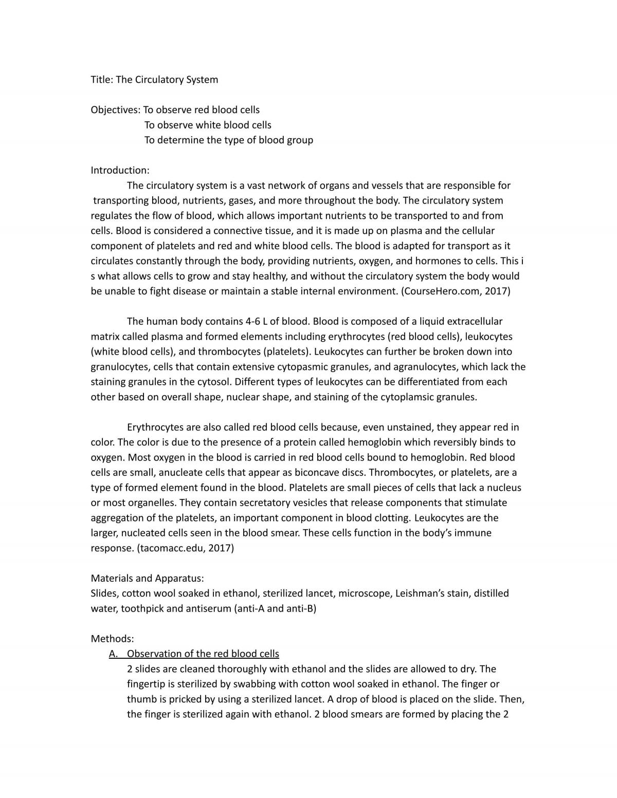 The circulatory system - Page 1