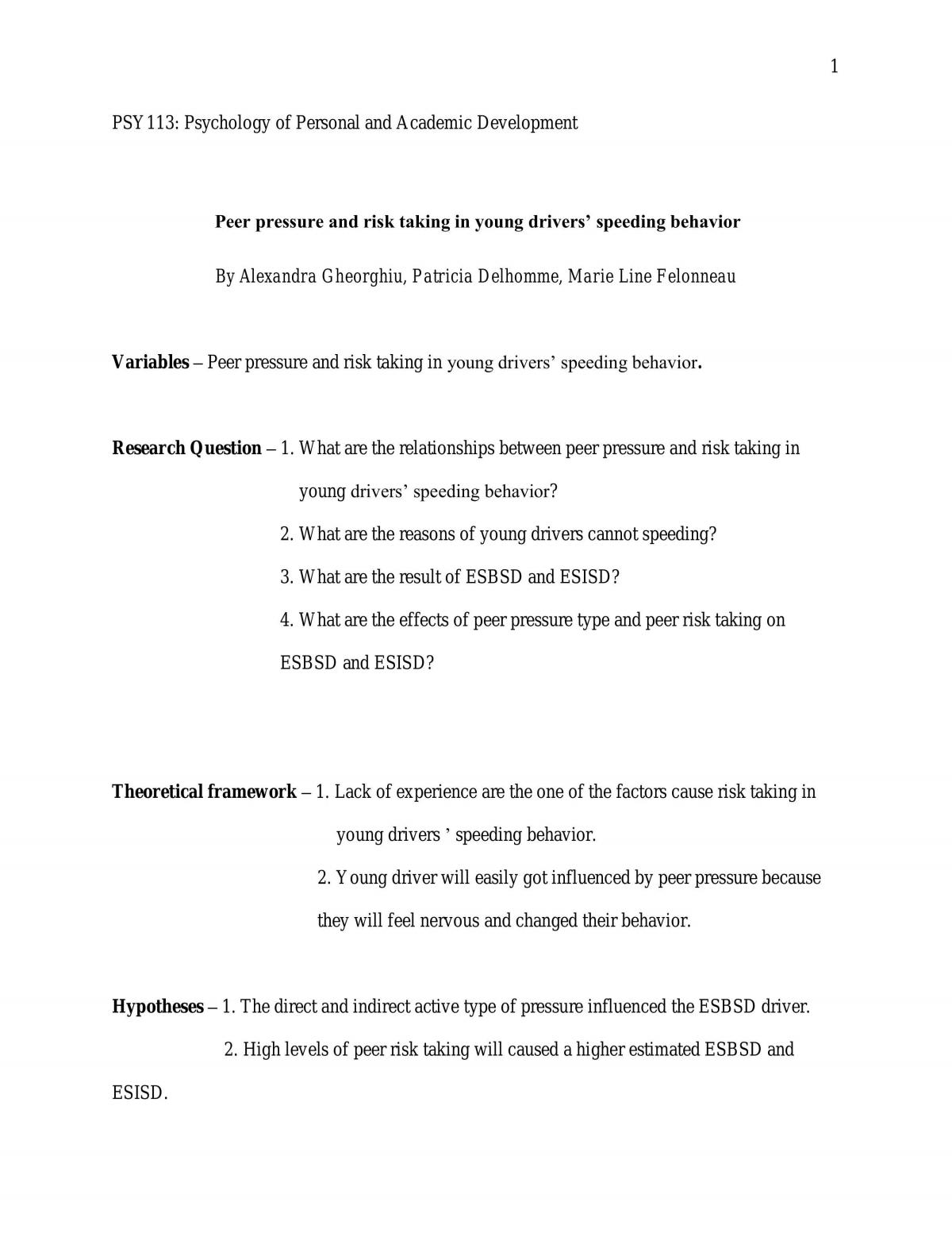 PSY113 Assignment - Page 1