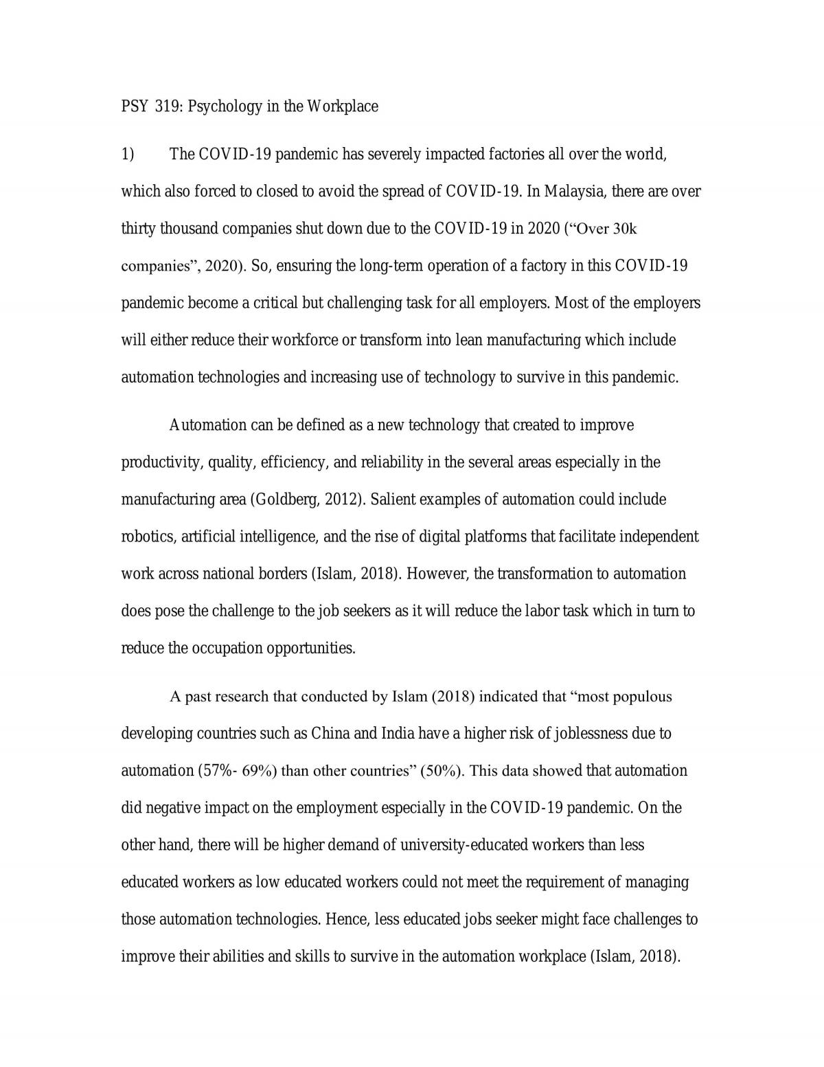PSY319 Assignment - Page 1