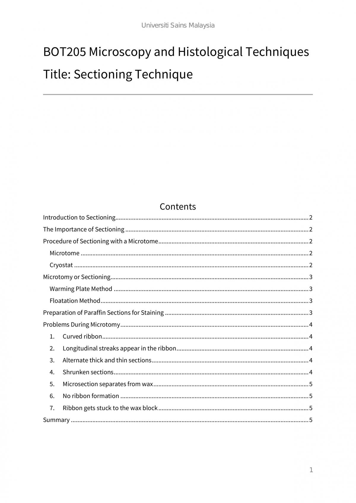 BOT205 Sectioning Technique - Page 1