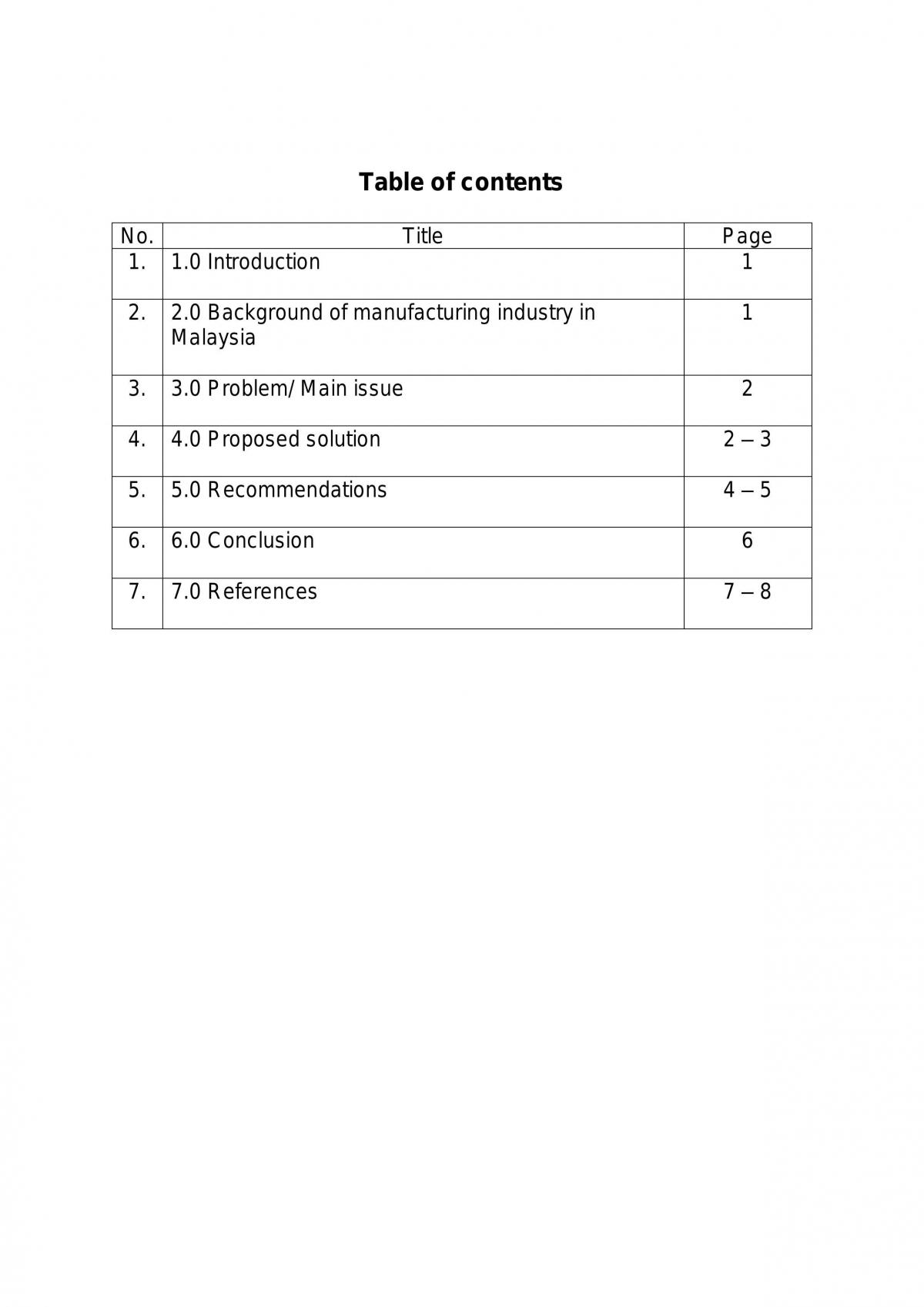 Case study on manufacturing industry in Malaysia - Page 1