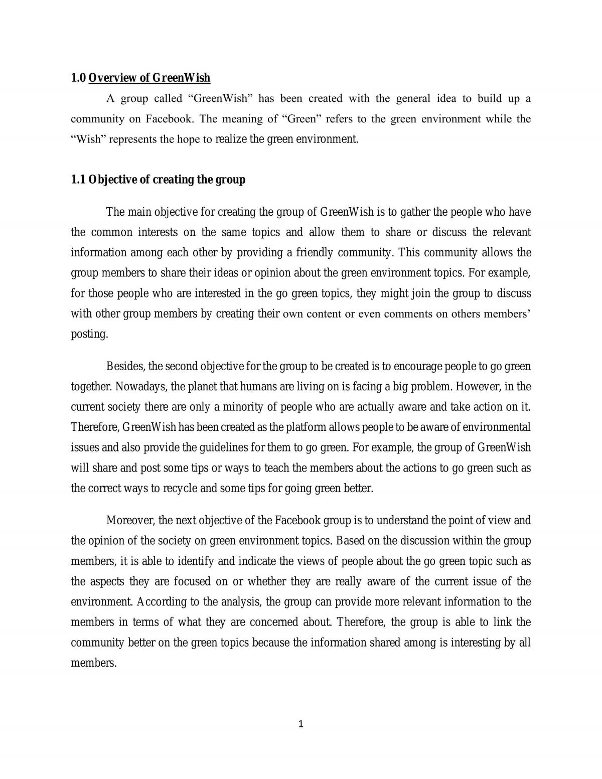 Objective of creating the group 