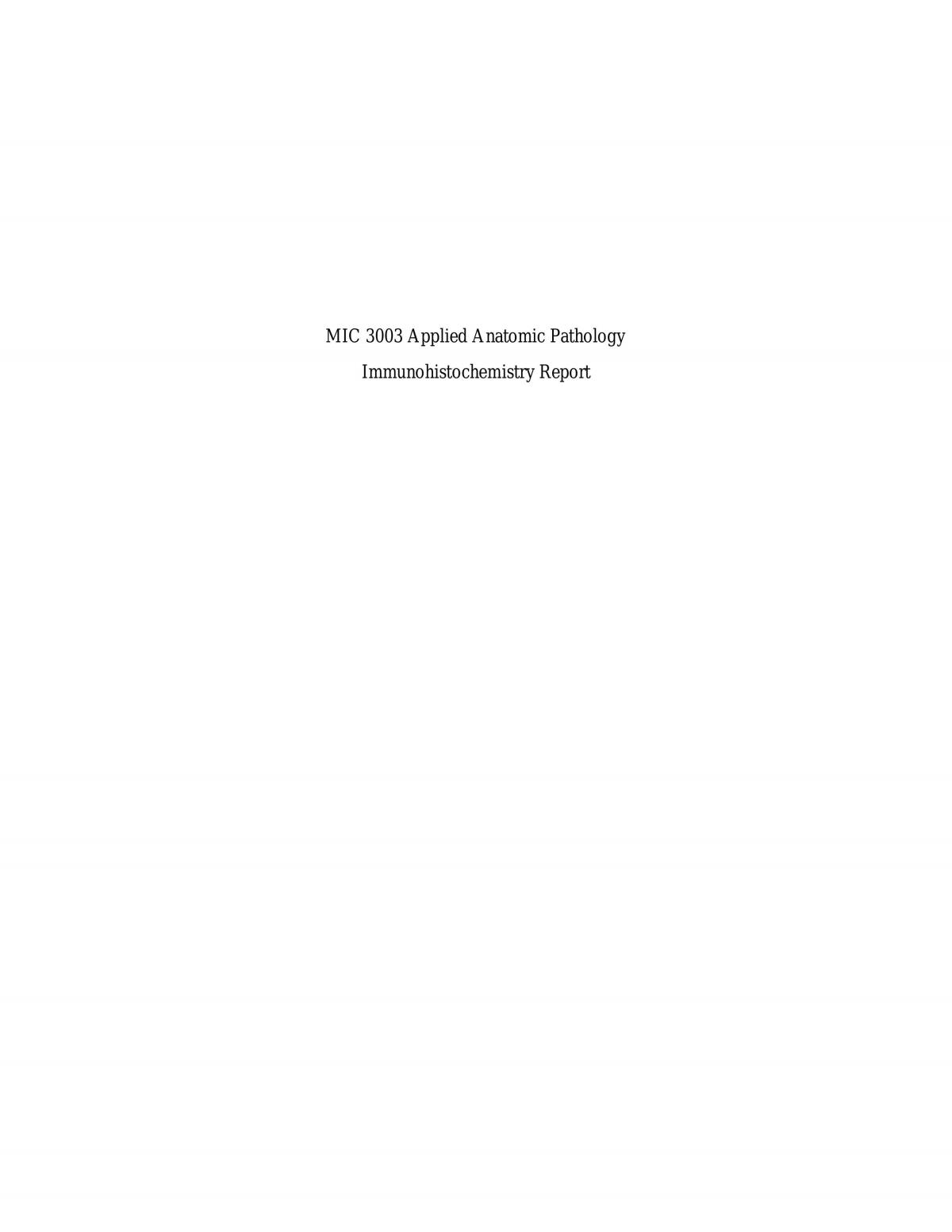 Immunohistochemistry Report - Page 1
