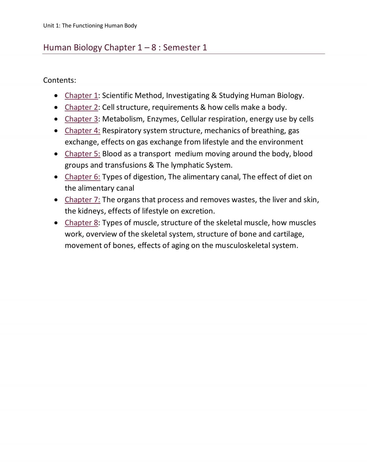 Unit 1 WACE Human Biology - Page 1