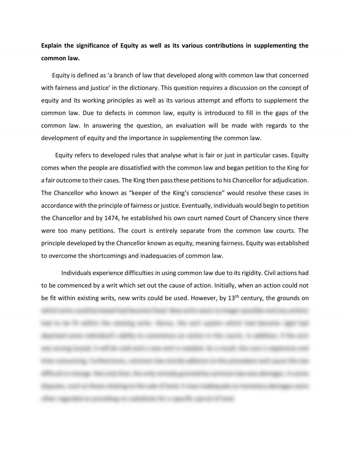 common law and equity essay