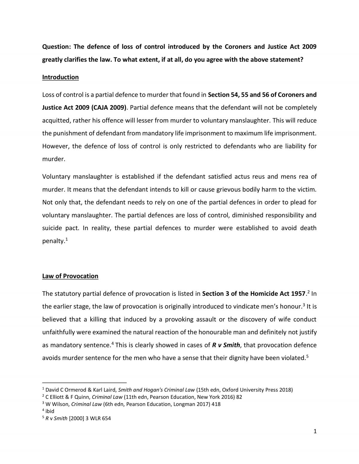 Defence: Loss of control - Page 1