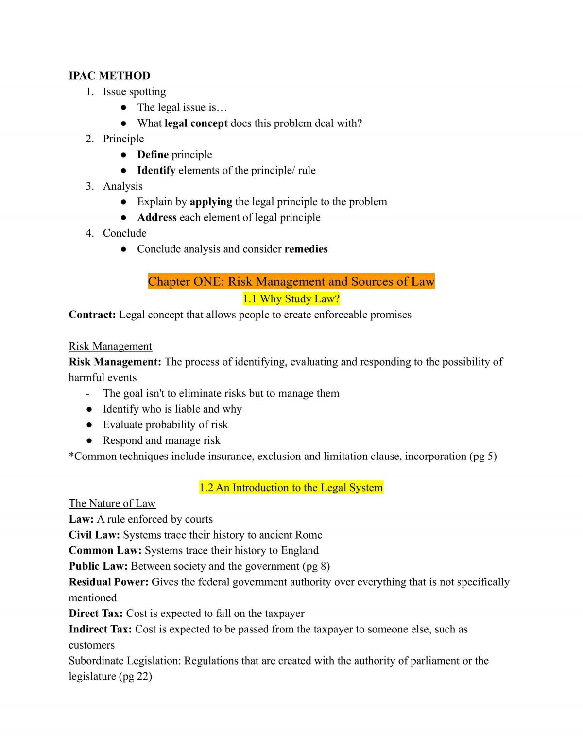 LAW 122 Exam Review - Page 1