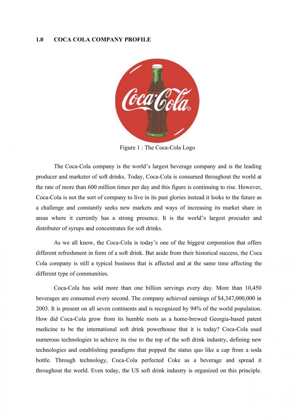 The Essay of Coca Cola's Principles of Marketing  - Page 1