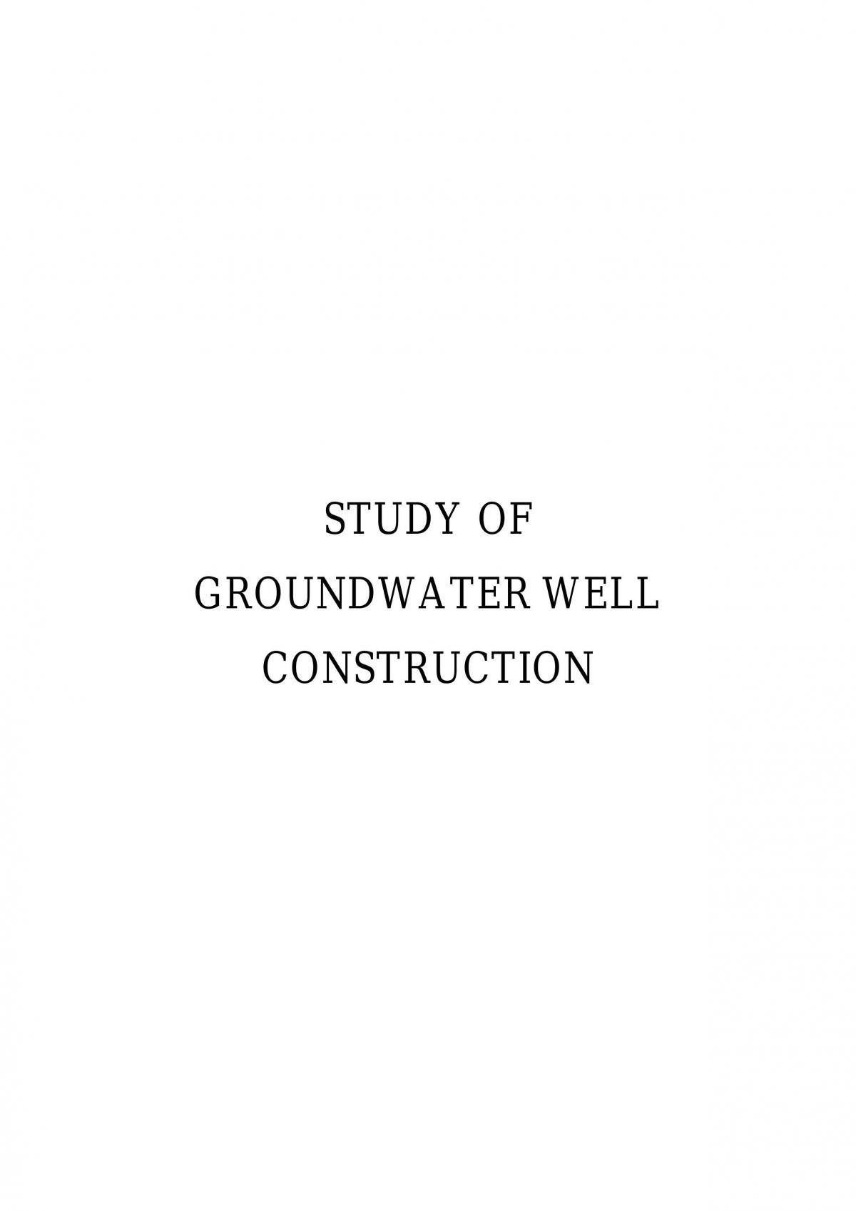 Study of Groundwater Well Construction - Page 1