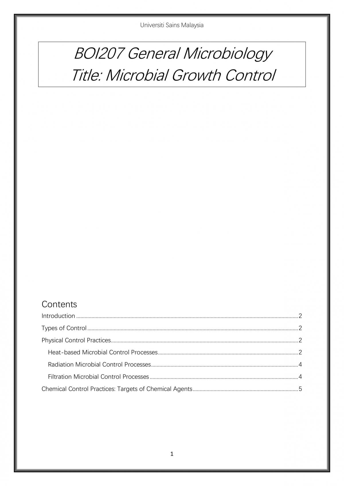 Microbial Growth Control - Page 1