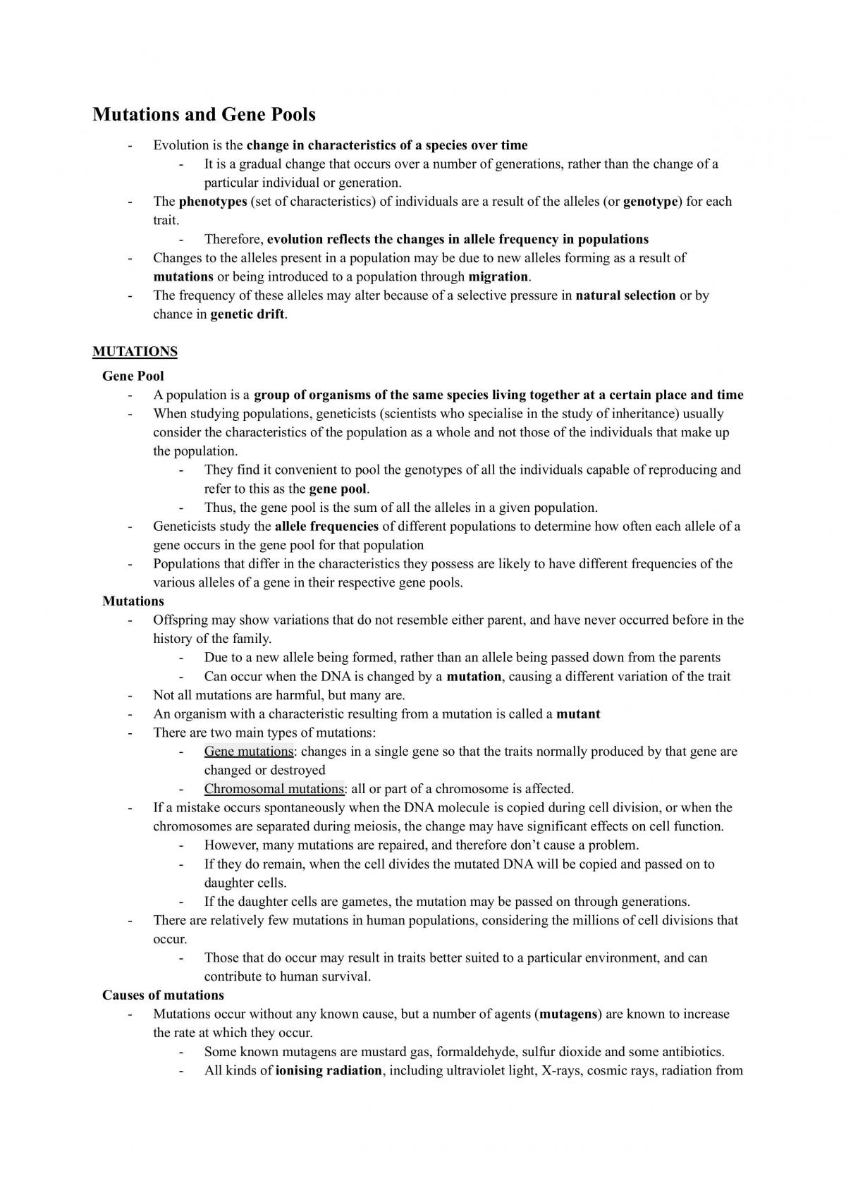 Mutations and Gene Pools - Page 1