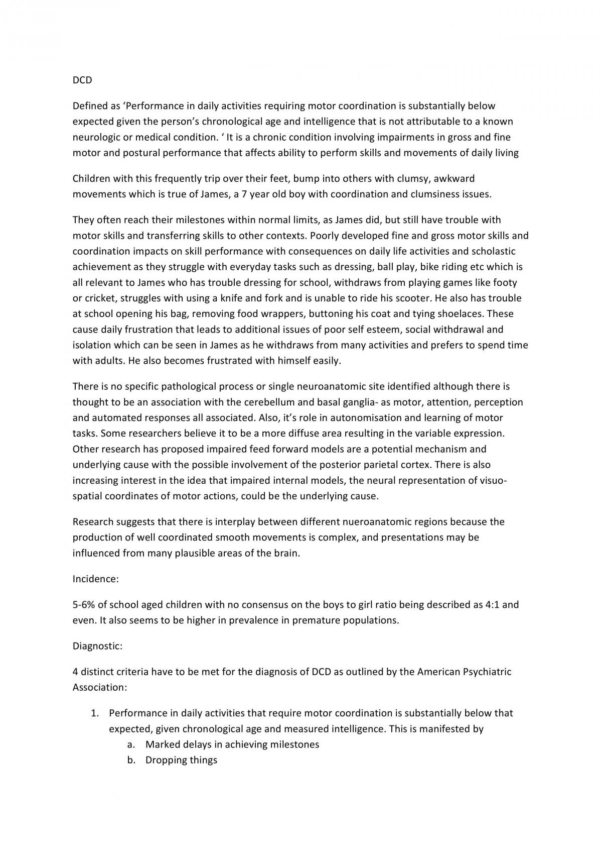 Paediatric Conditions Summary - Page 1