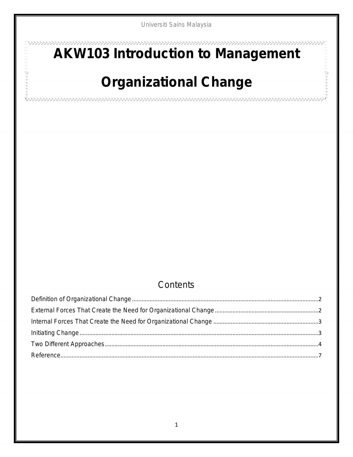 Organizational Change - Page 1
