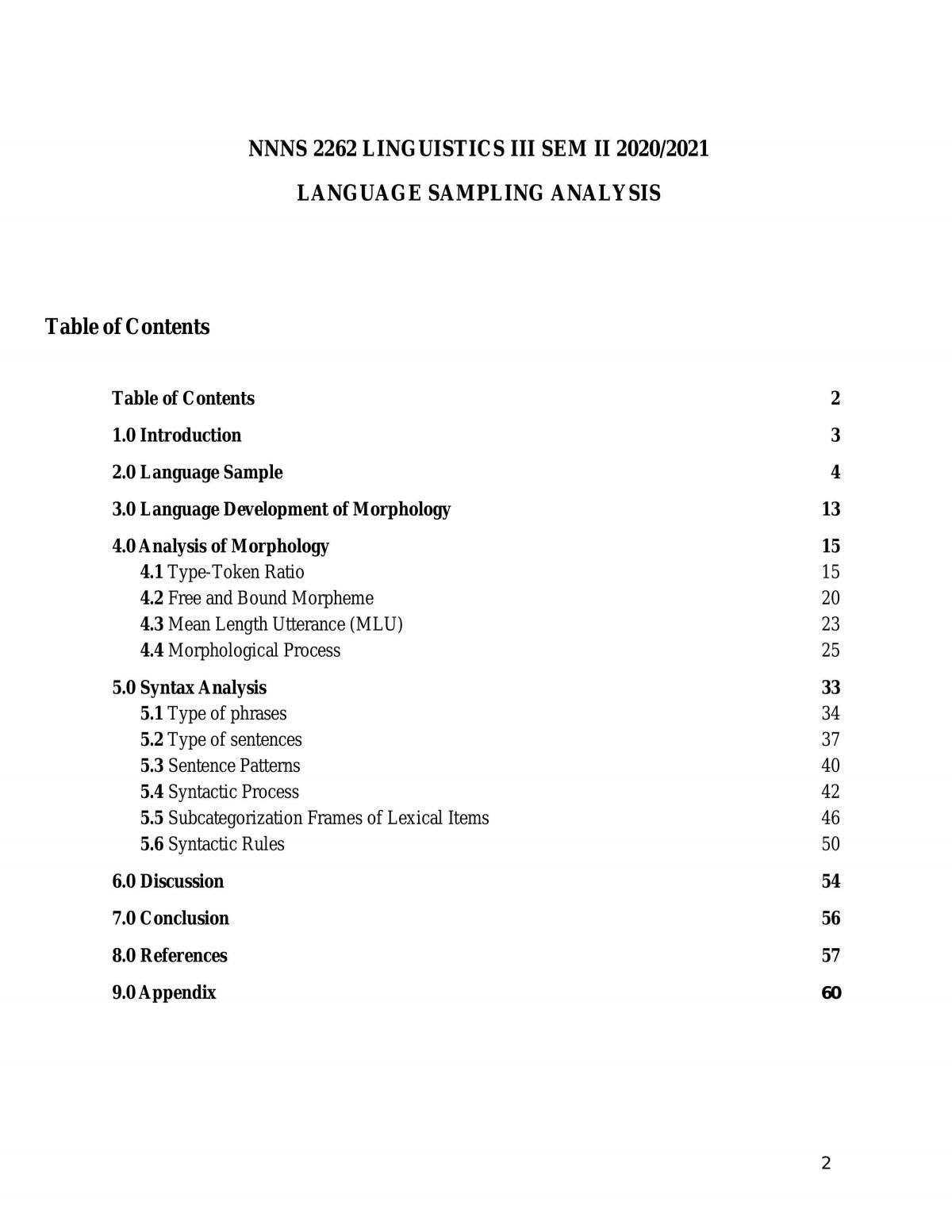 Essay discussing language sampling analysis - Page 1