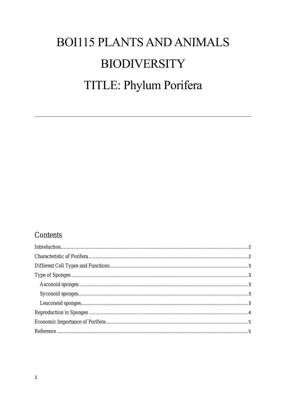 BOI115 Phylum Porifera - Page 1