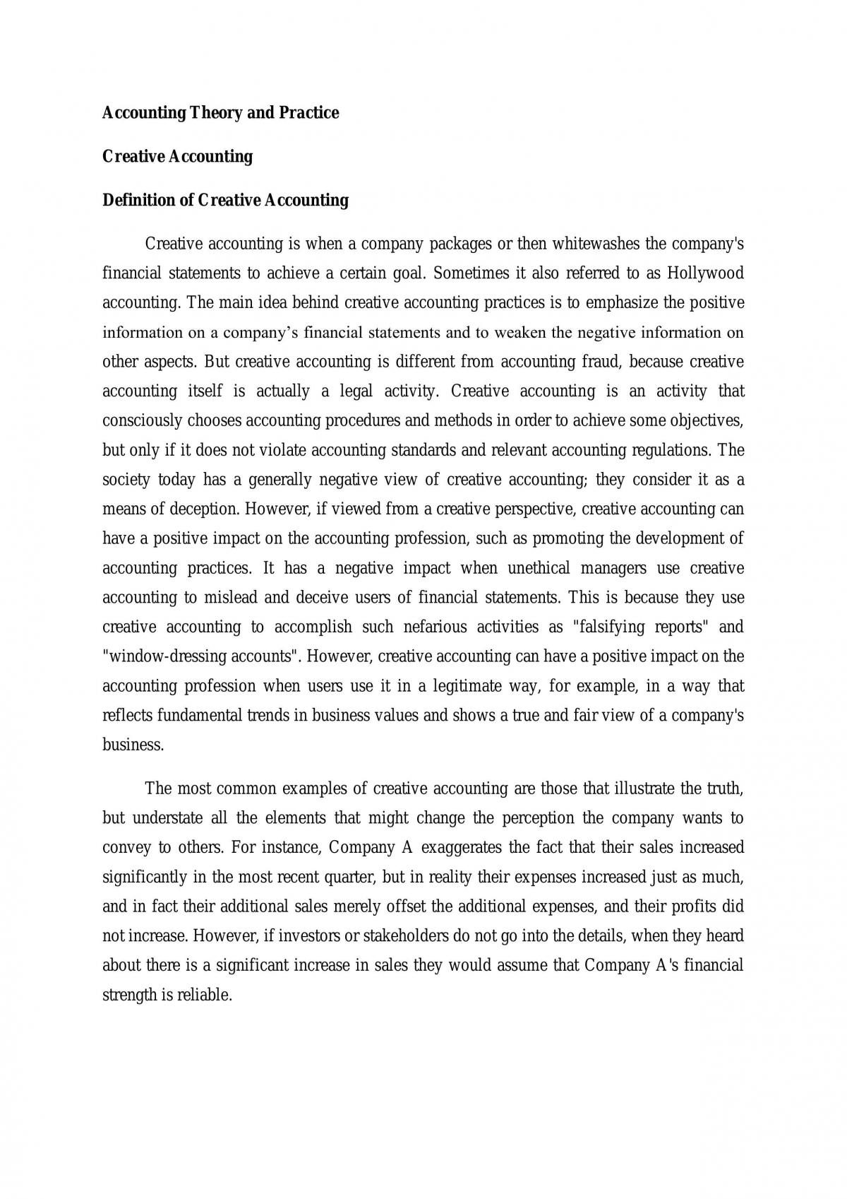 Creative Accounting  - Page 1