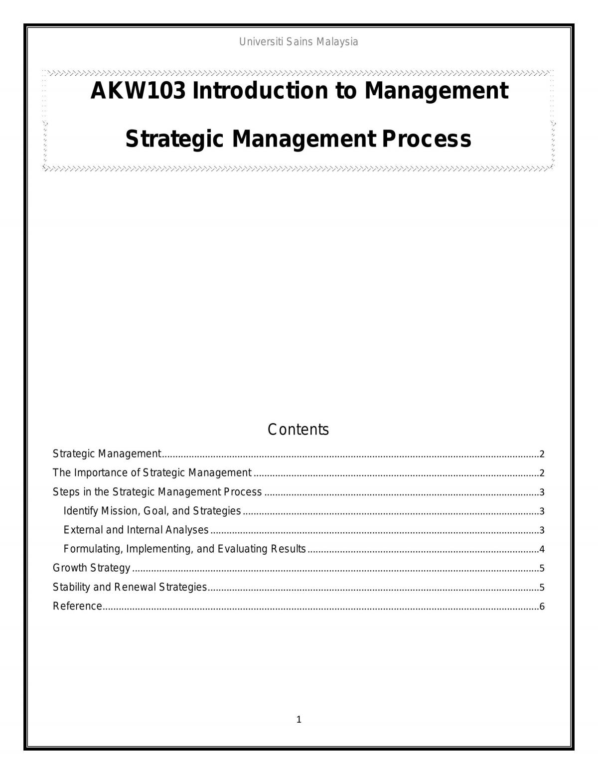 Strategic Management Process - Page 1