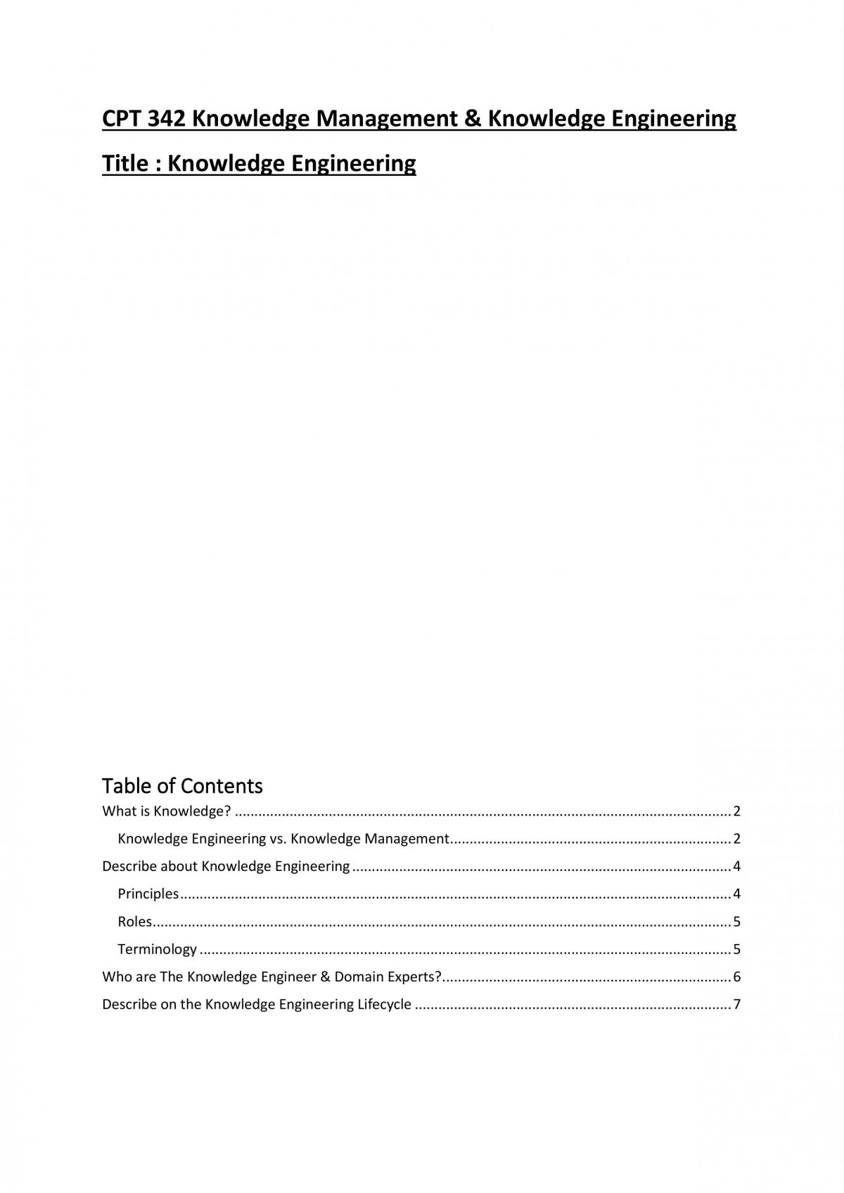 CPT 342 - Knowledge engineering - Page 1