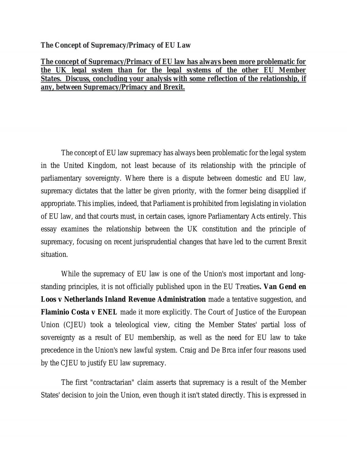 Concept of Supremacy Essay  - Page 1