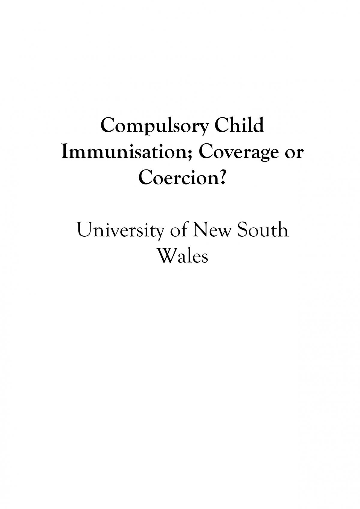 Compulsory Child Immunisation - Page 1