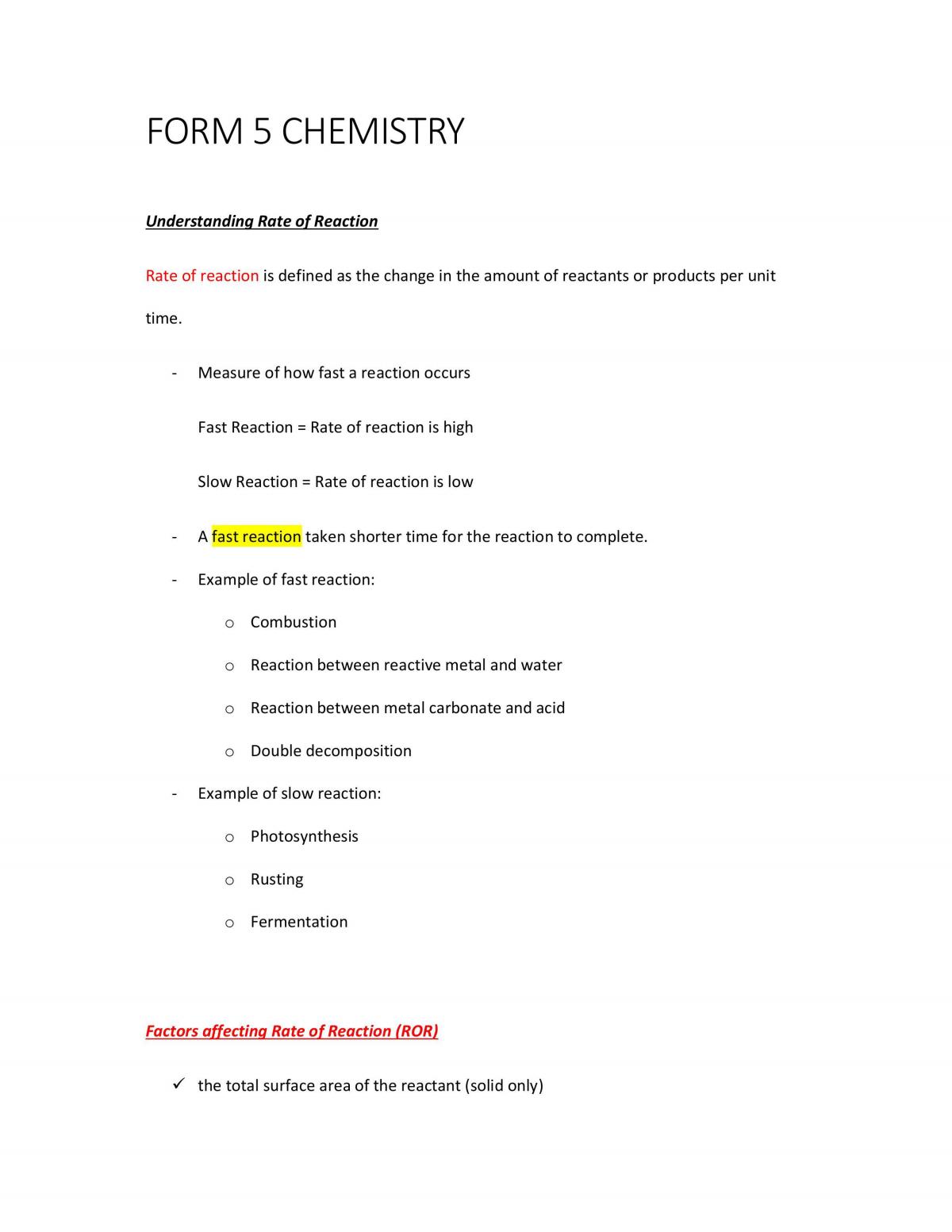 Form 5 Chemistry Notes - Page 1