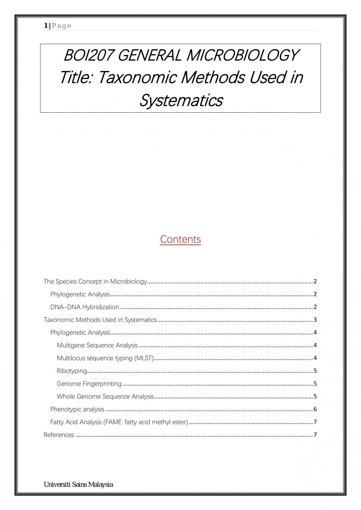 Taxonomic Methods Used in Systematics - Page 1