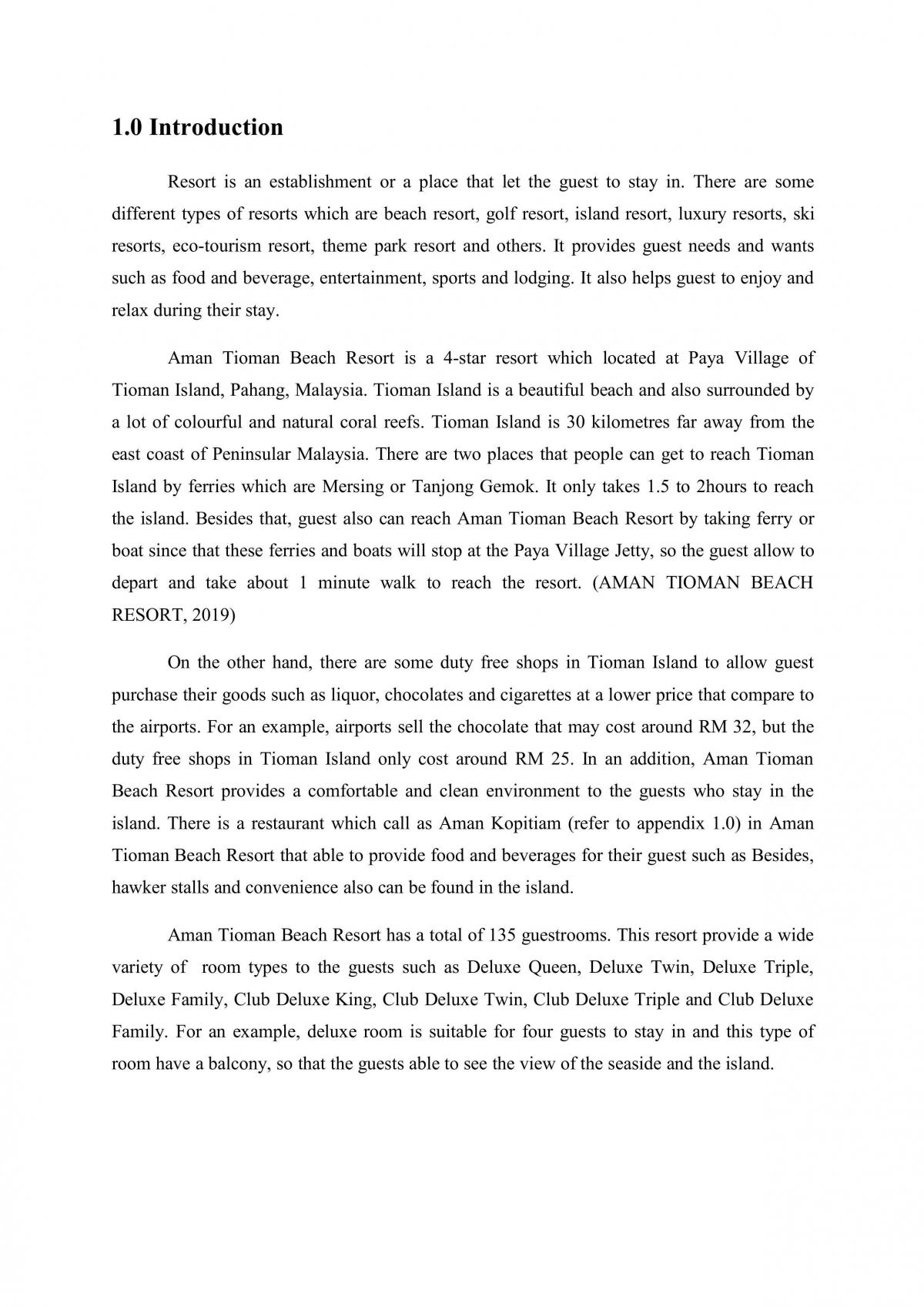 Resorts Management Assignment - Page 1