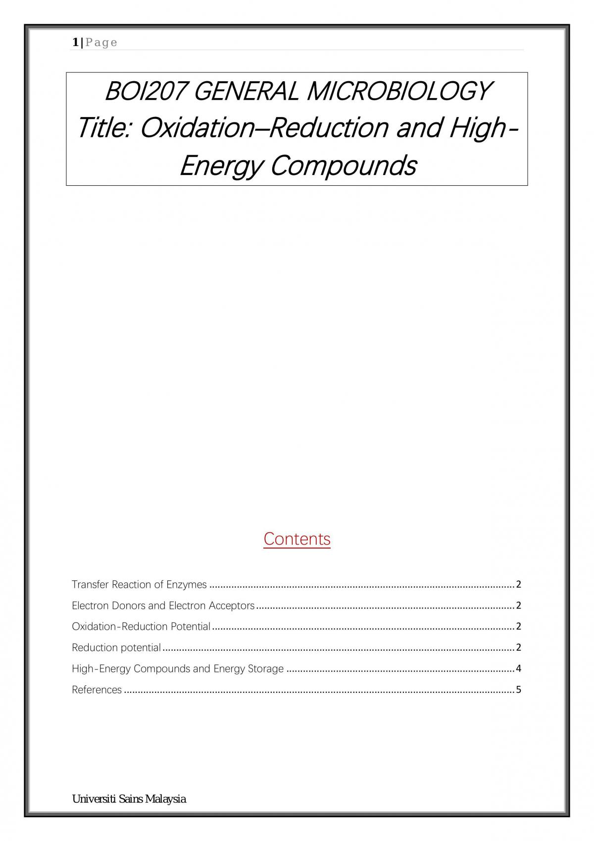 Oxidation–Reduction and High-Energy Compounds - Page 1