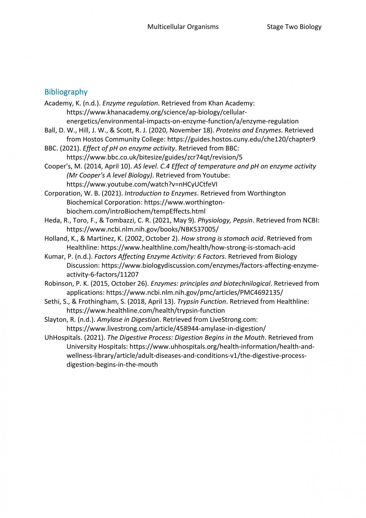 Investigation Folio of pH and temperature on enzyme activity  - Page 9