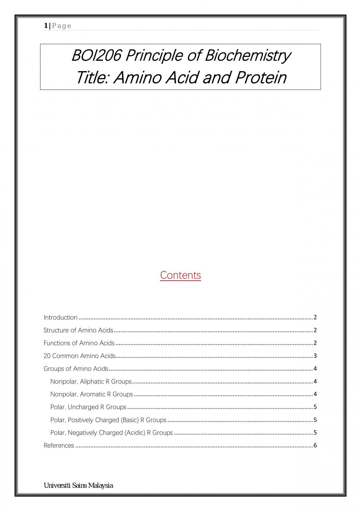 Amino Acid and Protein - Page 1