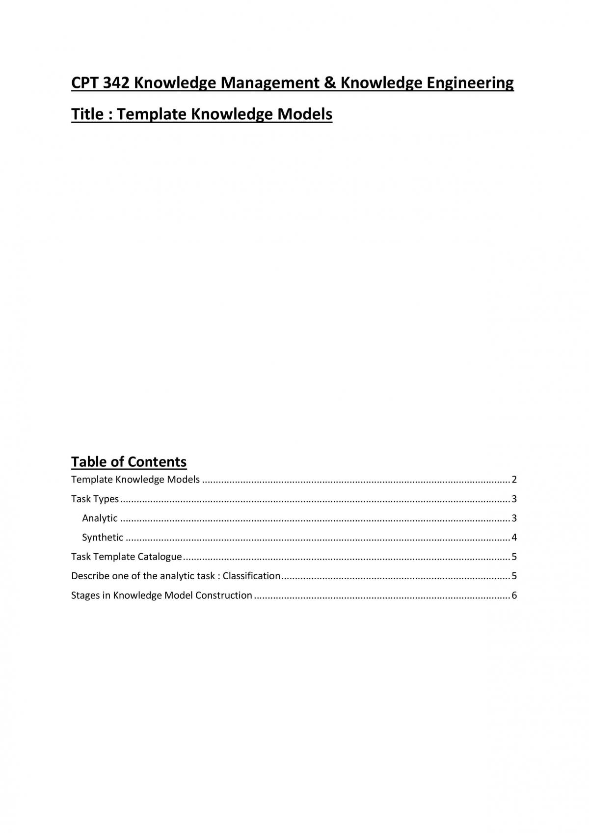 CPT342 - Template knowledge models - Page 1
