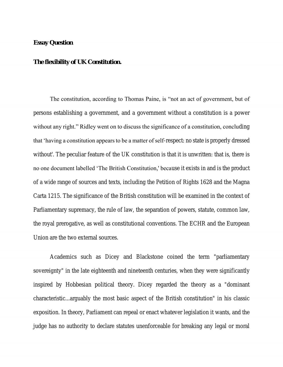 The flexibility of UK Constitution essay  - Page 1