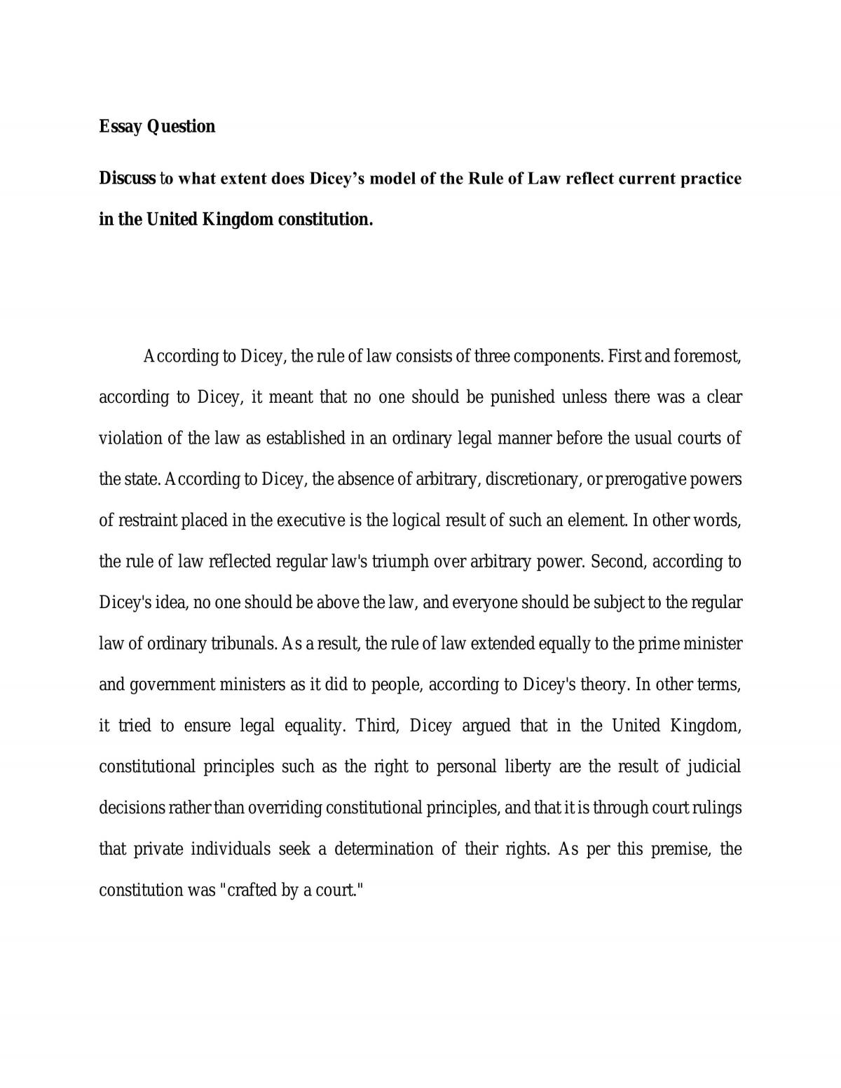 Current practice in the UK constitution essay  - Page 1