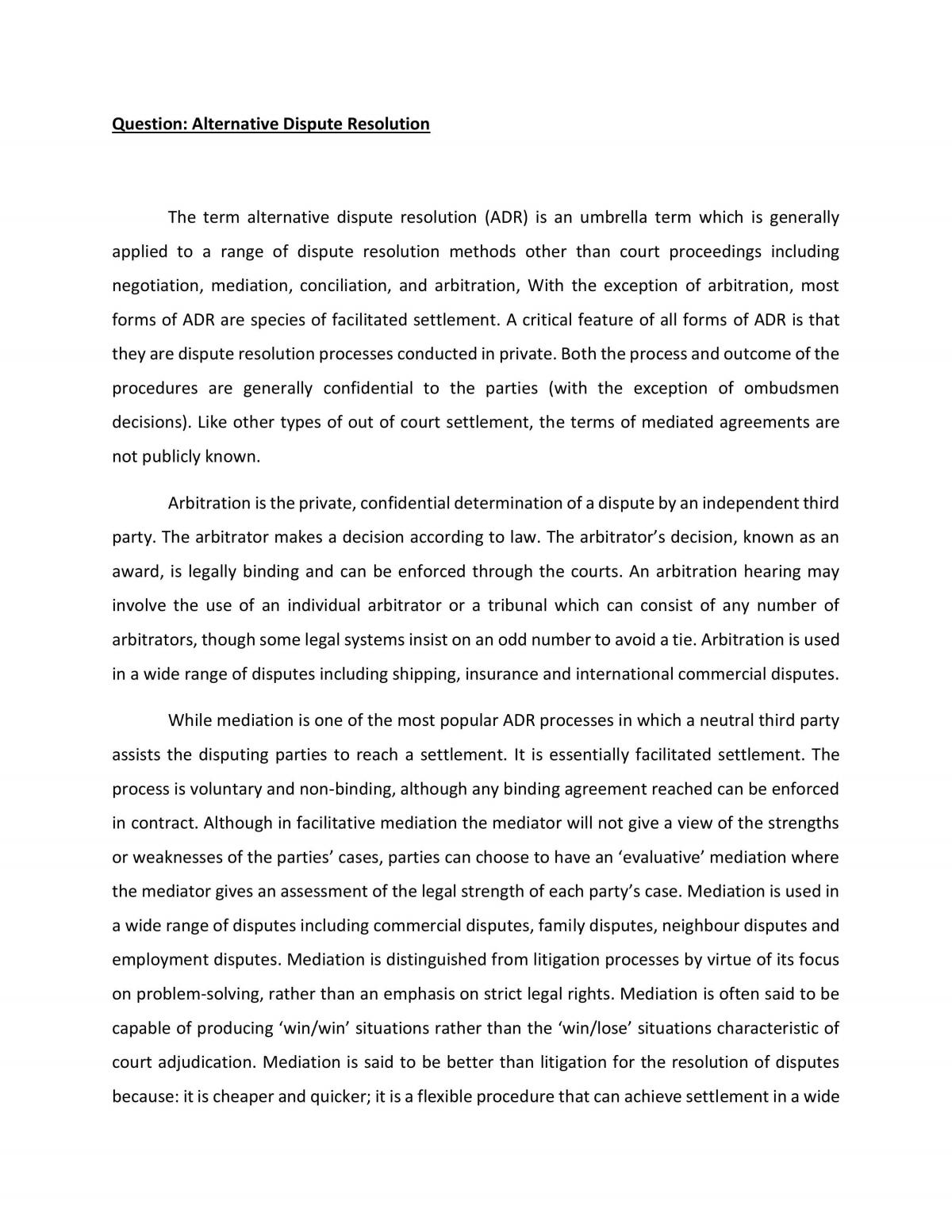 Alternative dispute resolution - Page 1