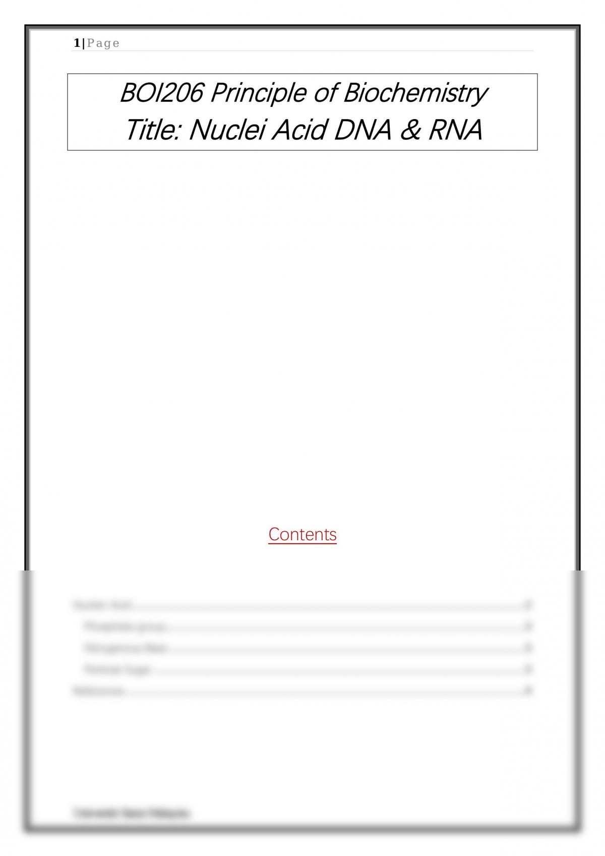 Nucleic Acid, DNA and RNA - Page 1