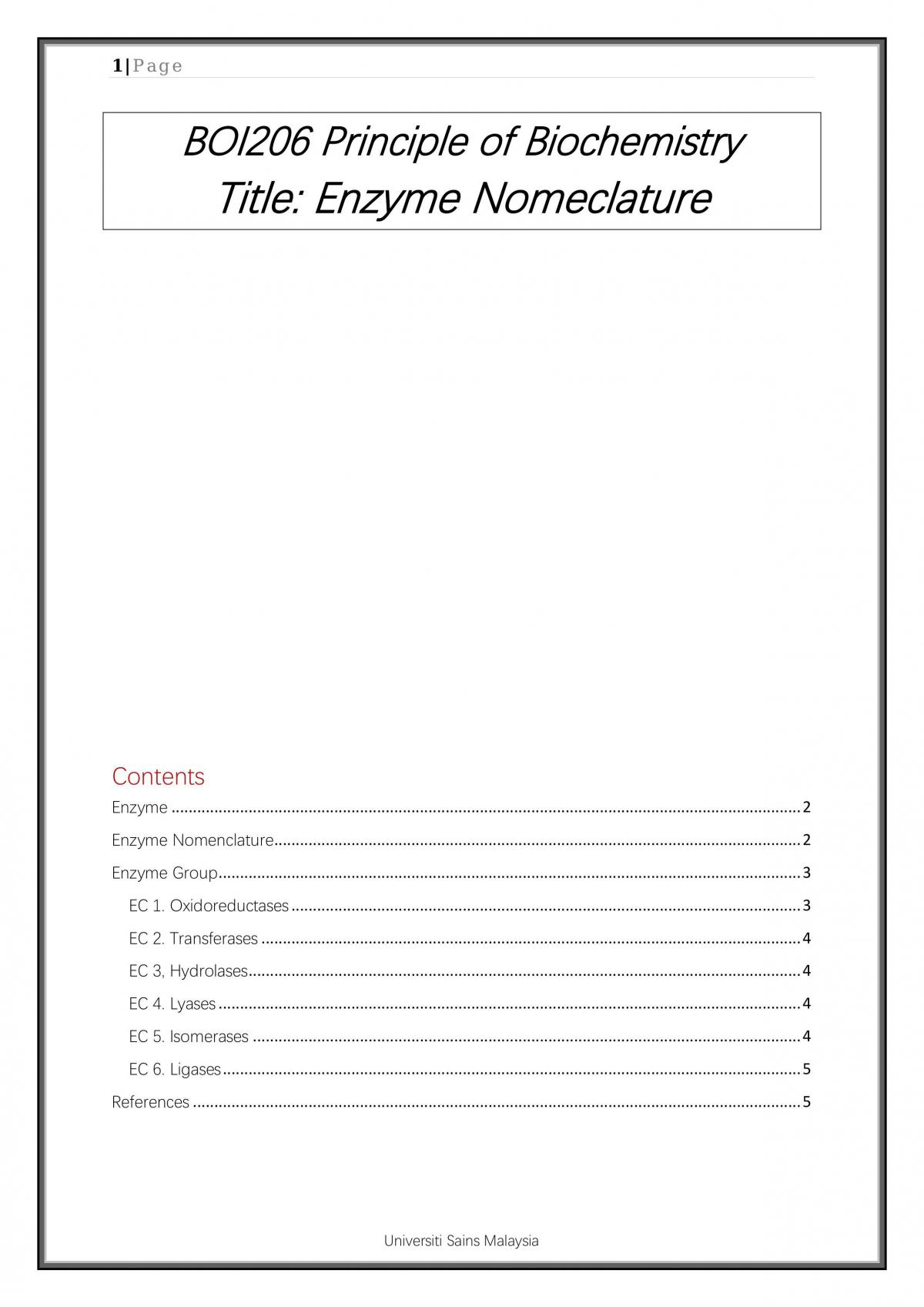 Enzyme Nomenclature - Page 1