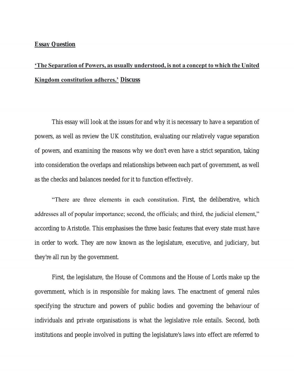 Separation of powers is not a concept to which UK constitution adheres - Page 1