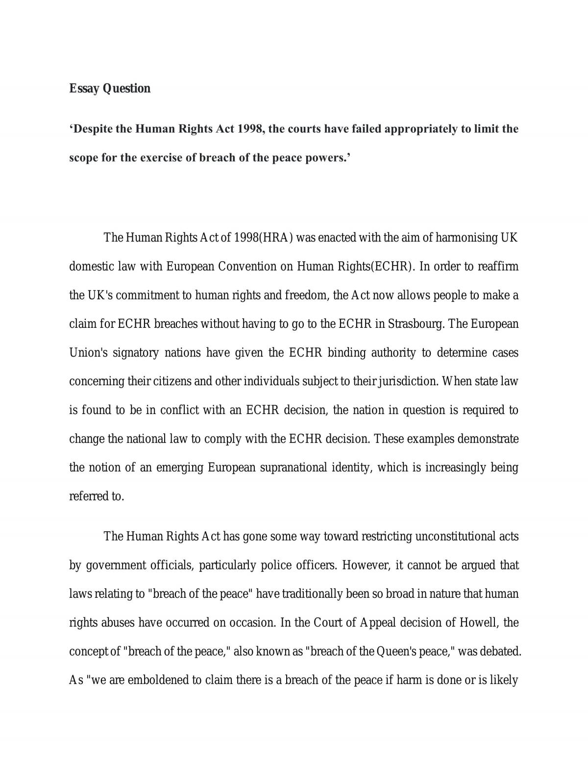 human rights act 1998 uk essay