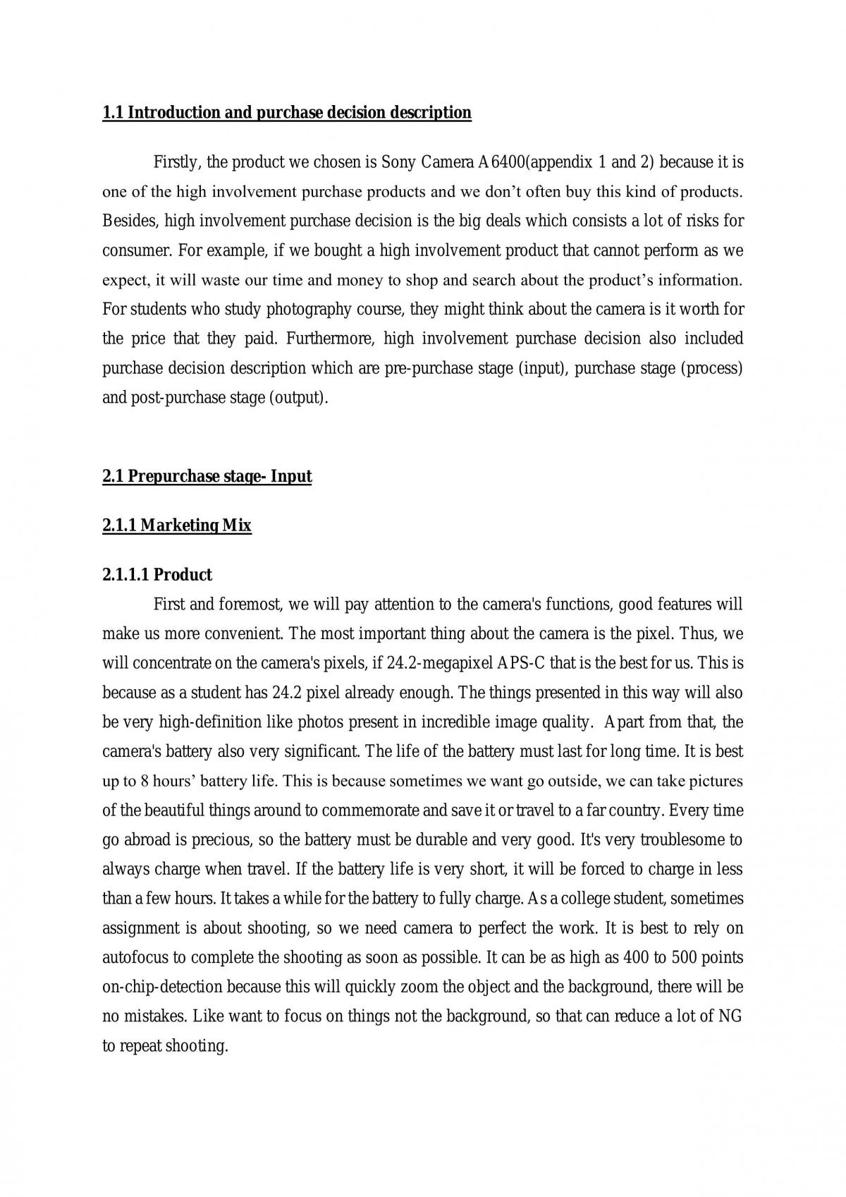 Consumer Behaviour of SONY Camera - Page 1