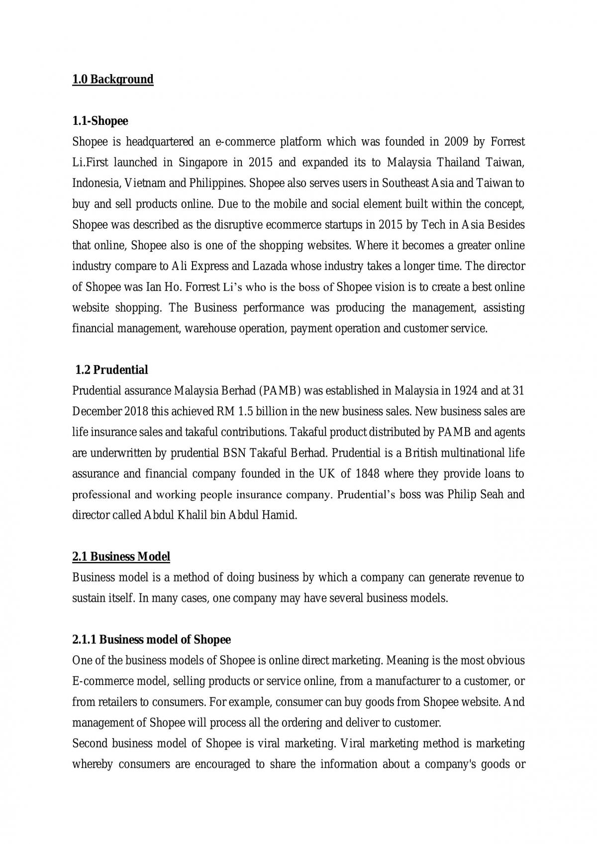 Introduction of E-commerce of Shopee and Prudential - Page 1