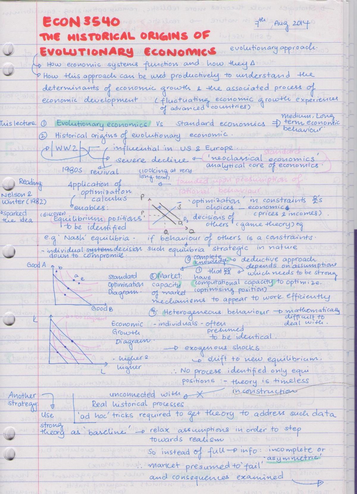 Evolution of Economic Systems (ECON3540) Lecture/Study Notes - Page 1