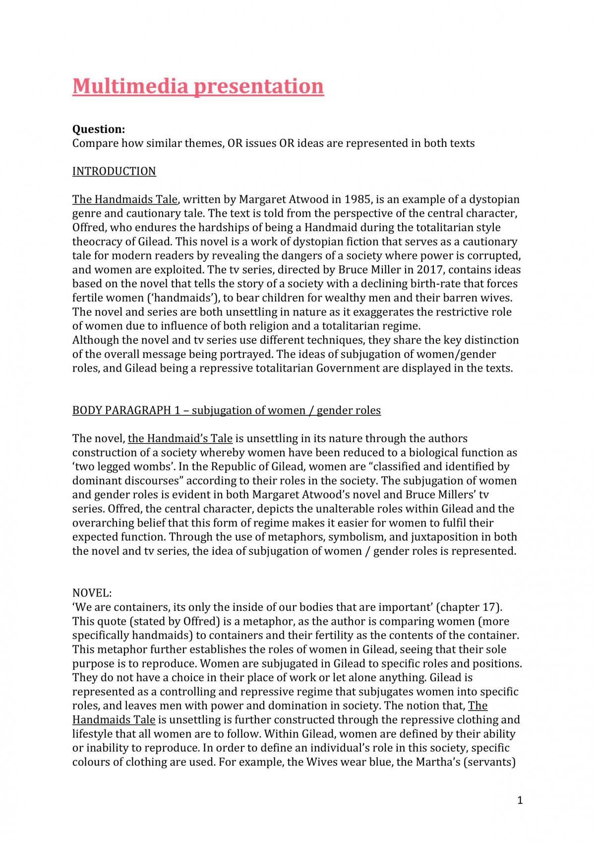 The Handmaids Tale  - Page 1