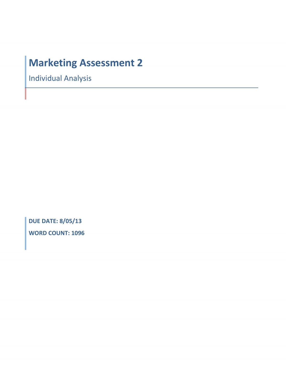Marketing Assessment 2 Individual Analysis  - Page 1