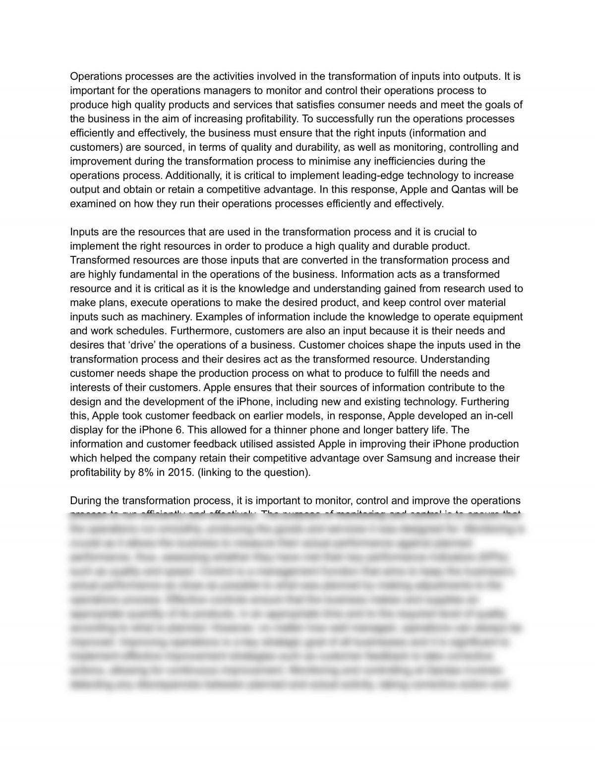 Operations Processes Essay - Page 1