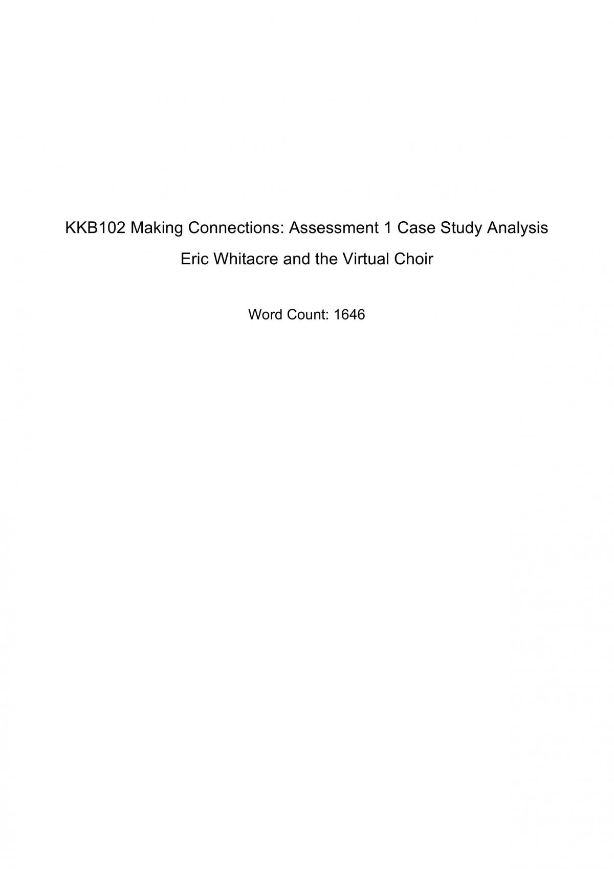 Assessment 1 Case Study Analysis  - Page 1