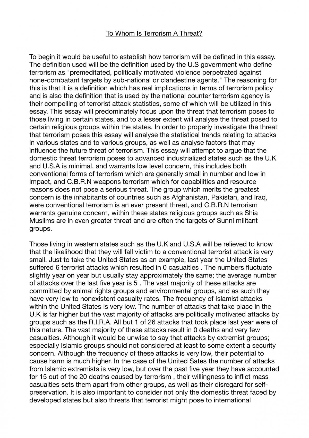 To whom is terrorism a threat? - Page 1