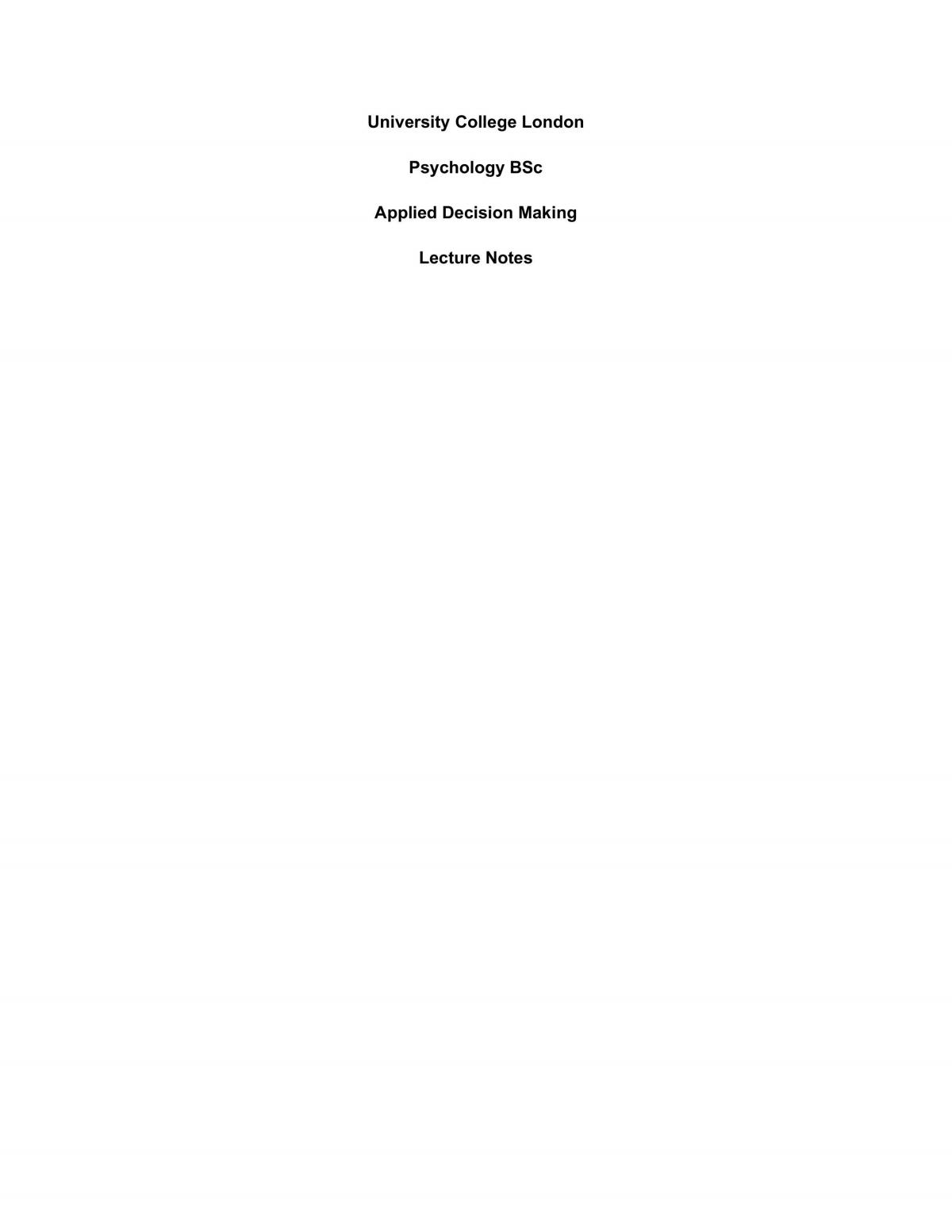 Applied Decision Making Lecture Notes - Page 1